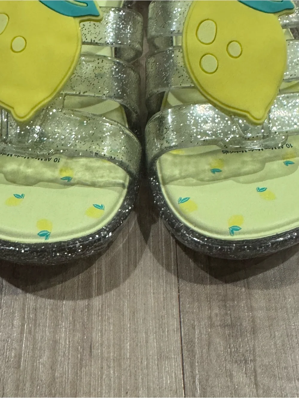 Cat & Jack Glitter Lemon Jelly Sandals - Yellow & Teal Accent